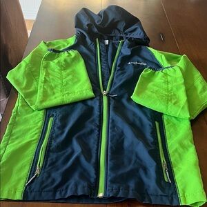Columbia Kids Neon Green and Navy Raincoat